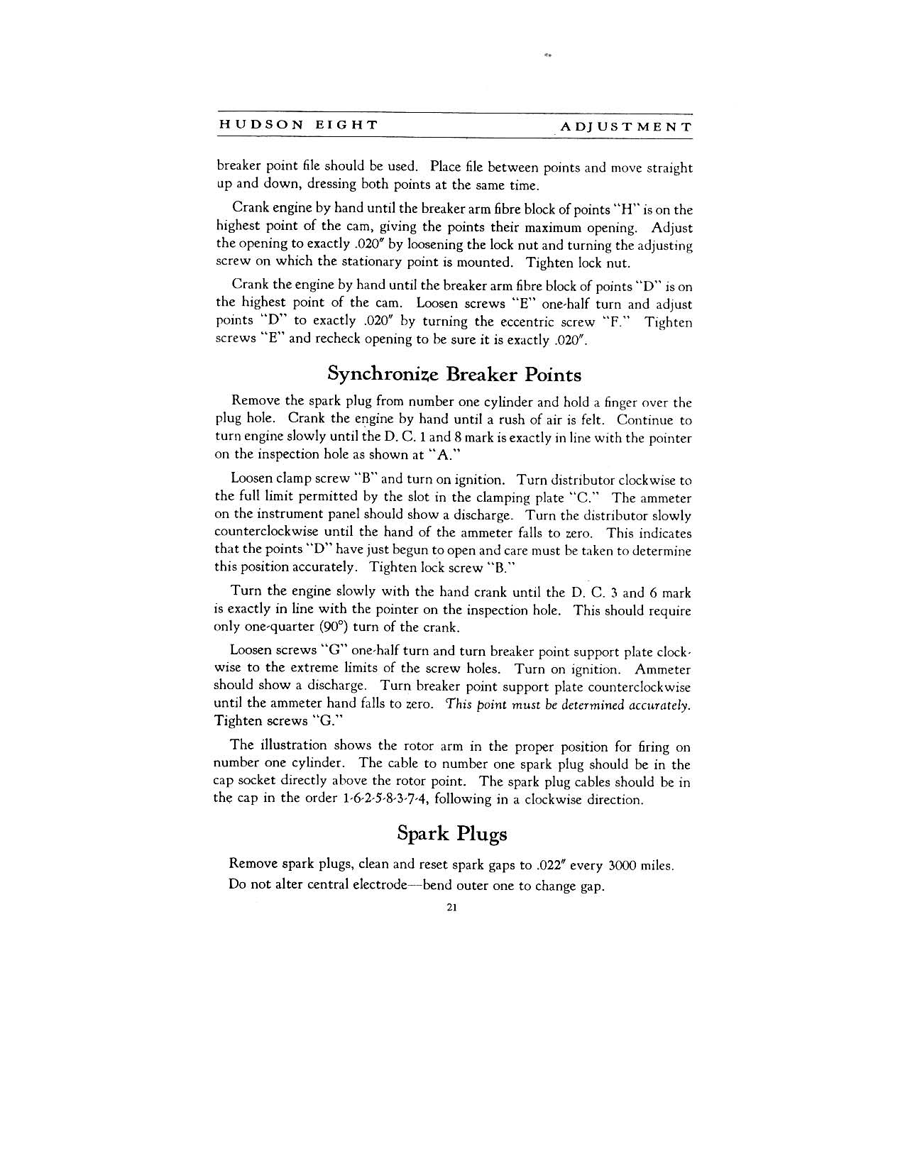 1931 Hudson 8 Instruction Book Page 3